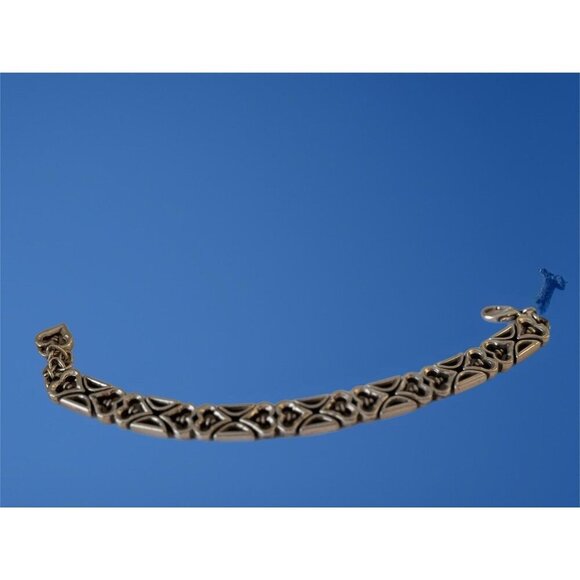 Chunky Silvertone Heart Link Bracelet 7.5"-8.5" Lobster Clasp - Picture 6 of 6